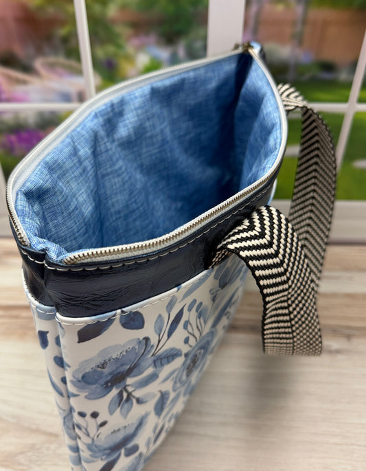 Blue Floral Padded Tote