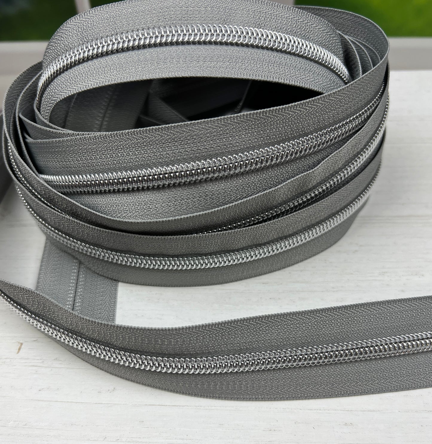 Gray #5 Zipper Tape w/ Nickel Nylon Coils