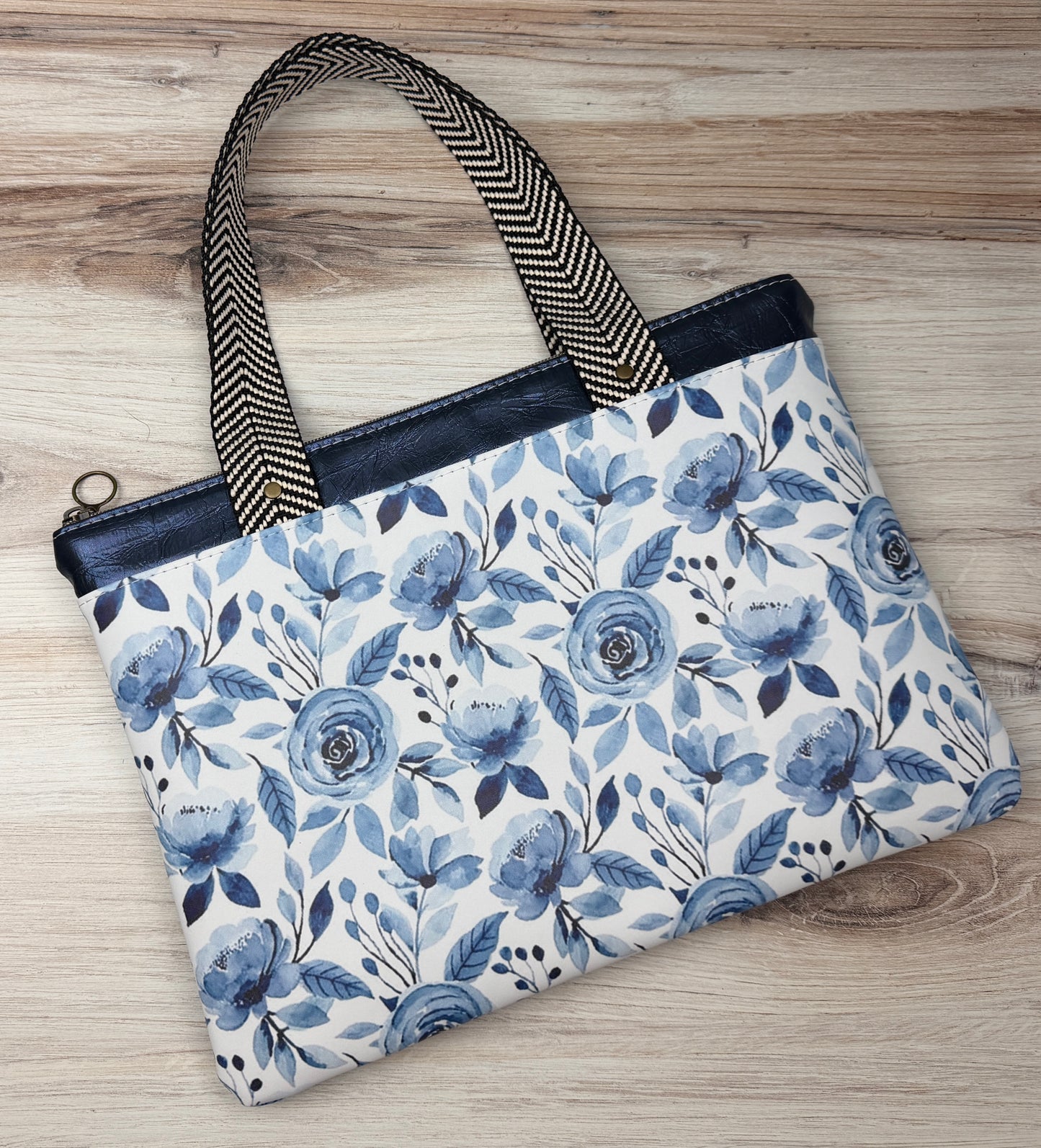Blue Floral Padded Tote