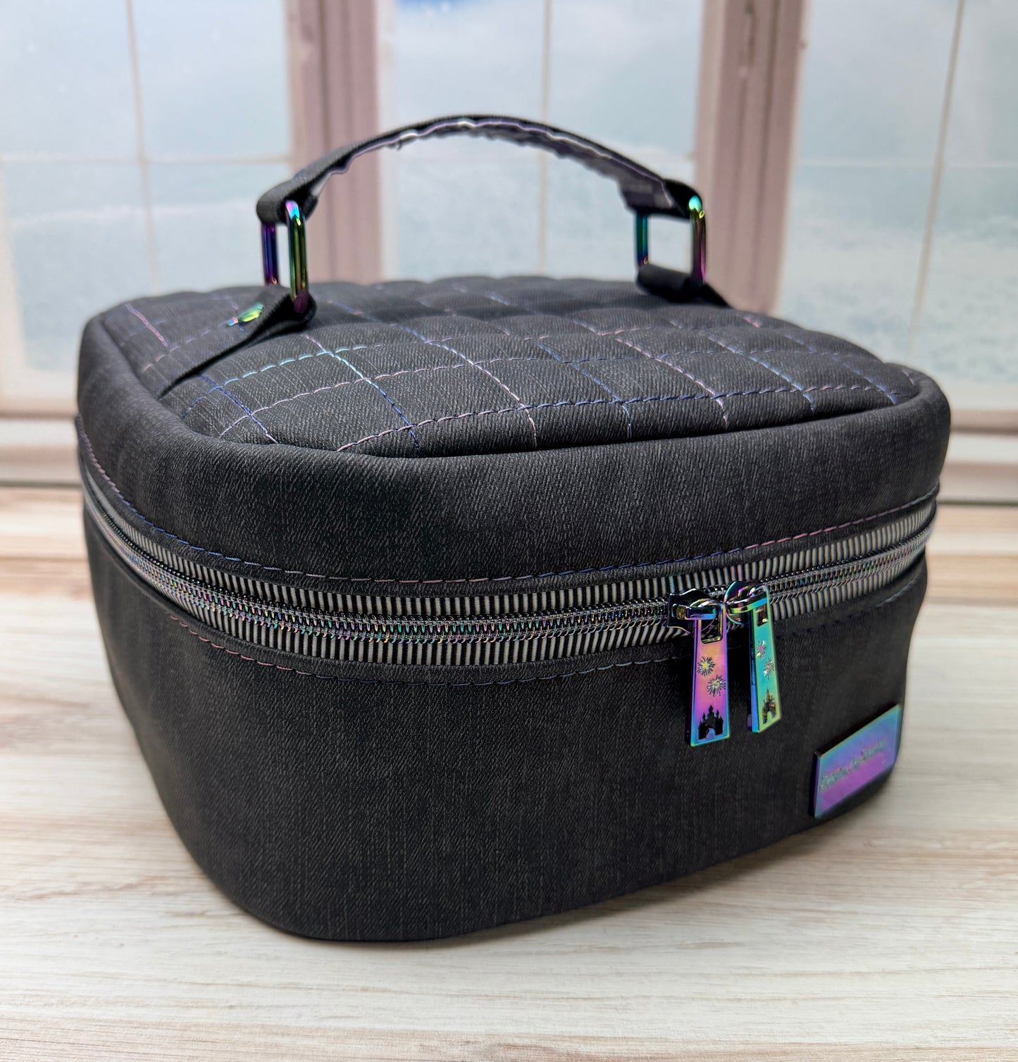 Medium Sized Hazel- quilted black with purple mouse checks